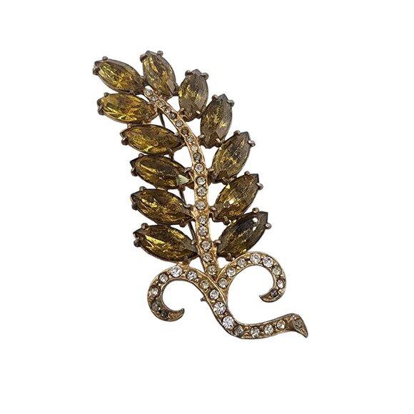 Vintage Signed Joseph Weisner Rhinestone Lead Brooch (A4952) - Picture 1 of 5